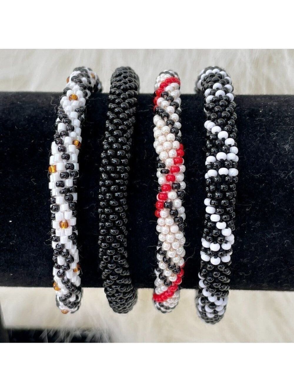 HAND CRAFTED in Nepal Beaded Bracelets (set of 4) #623